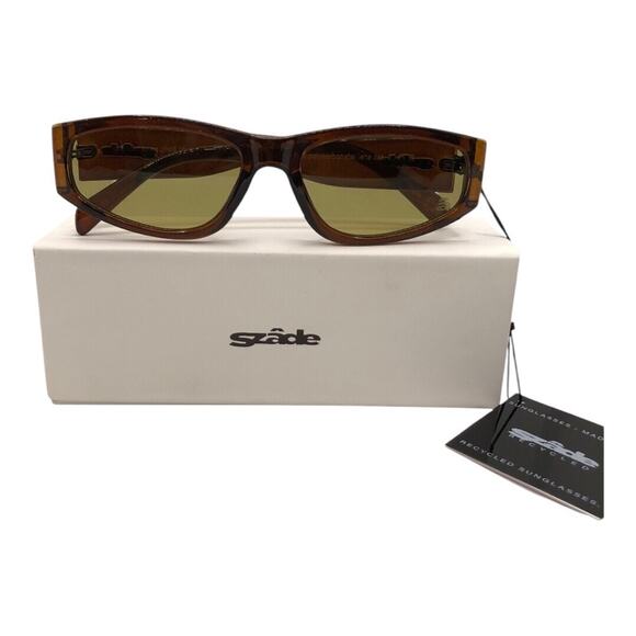 SZADE NIB Melba Sustainable On Trend Squared Off New Spice/Caper Sunglasses - Picture 2 of 14